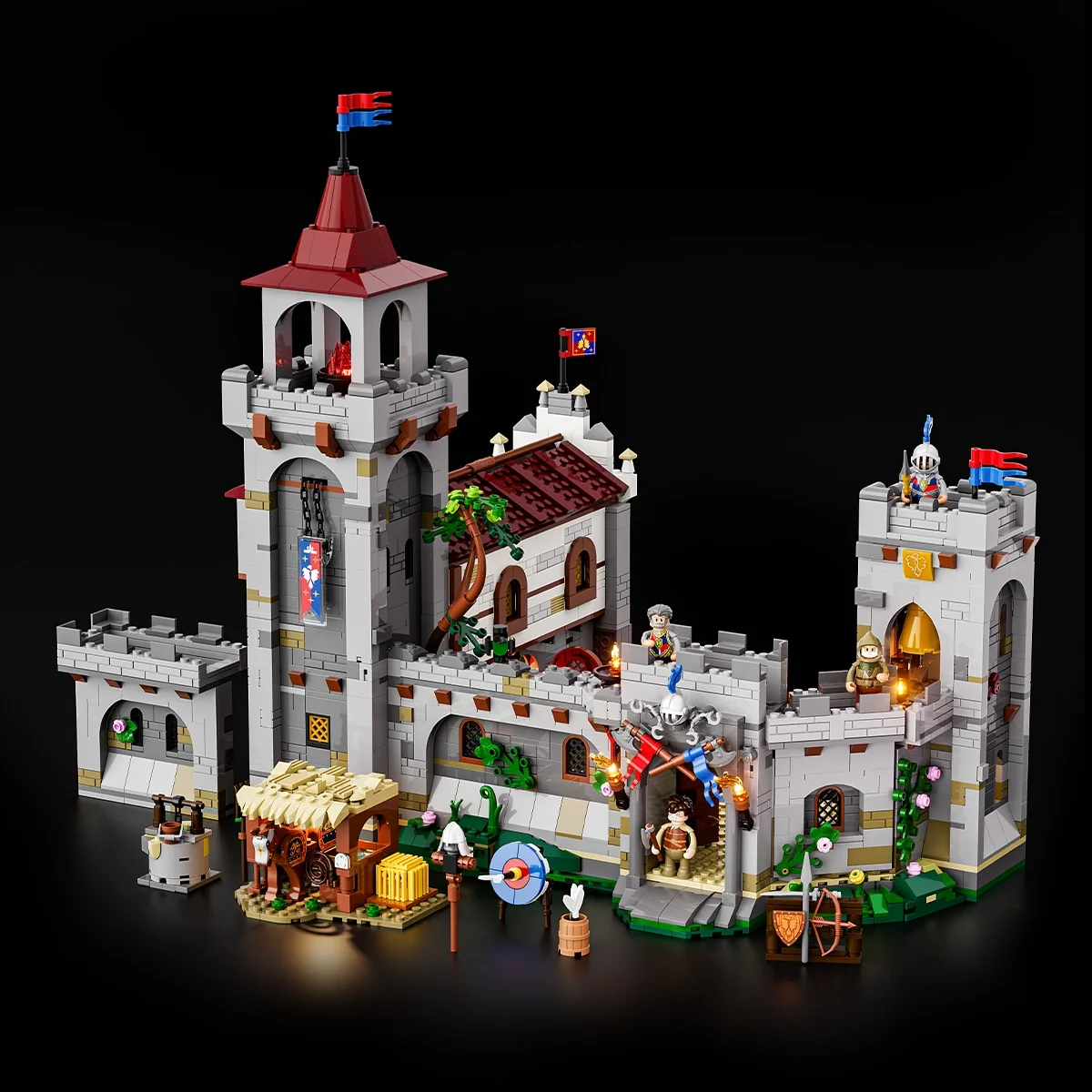 Medieval Guard Post Barracks Building Set with Night Lighting