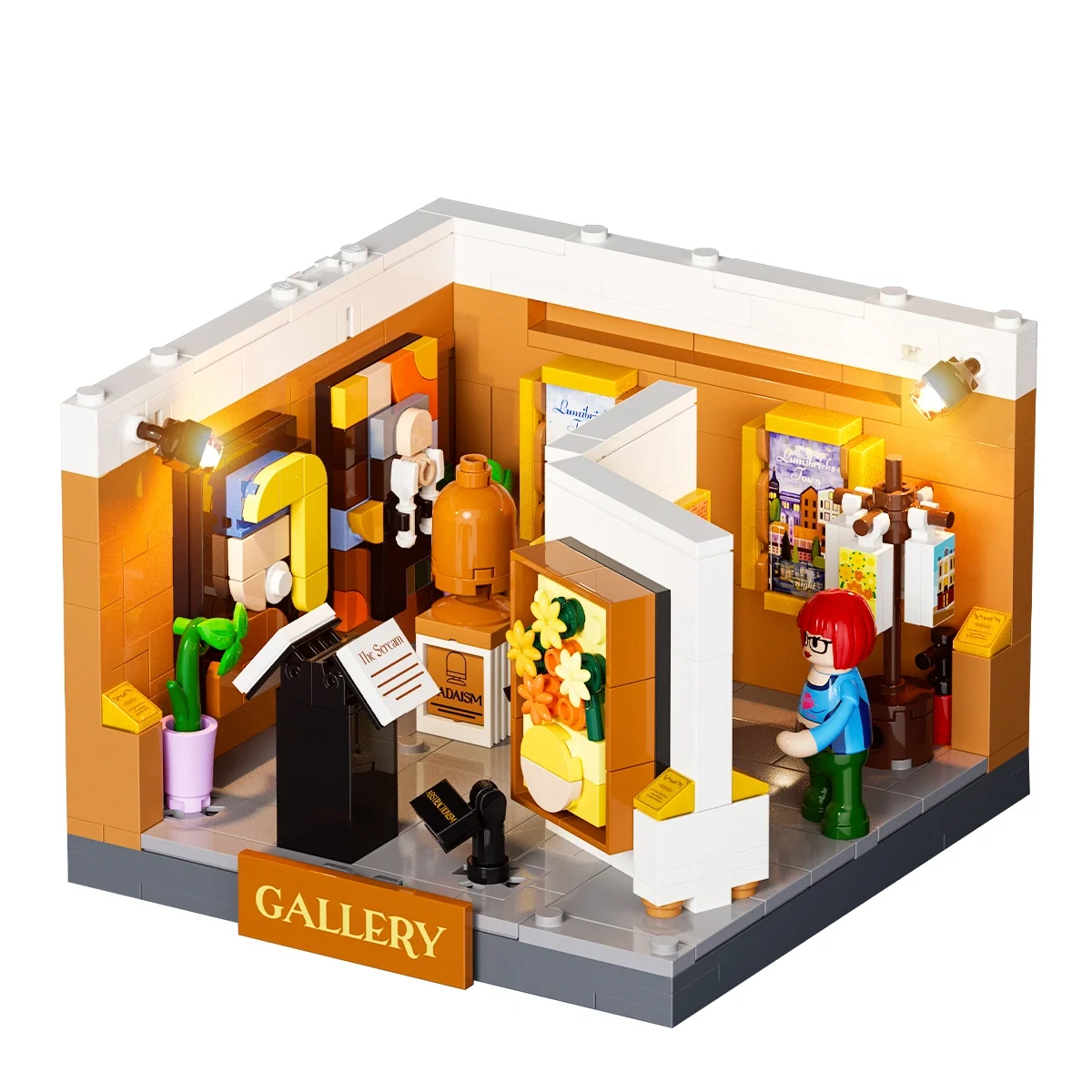 Brick Art Gallery Box 16 x 16 Museum Building Set with Lights