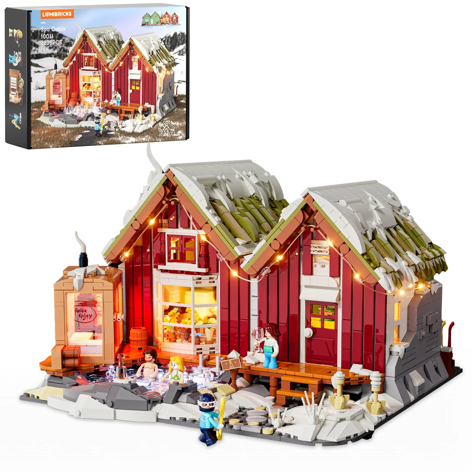 Spa Cabin L9096 Nordic Turf House Building Set with LED Lights