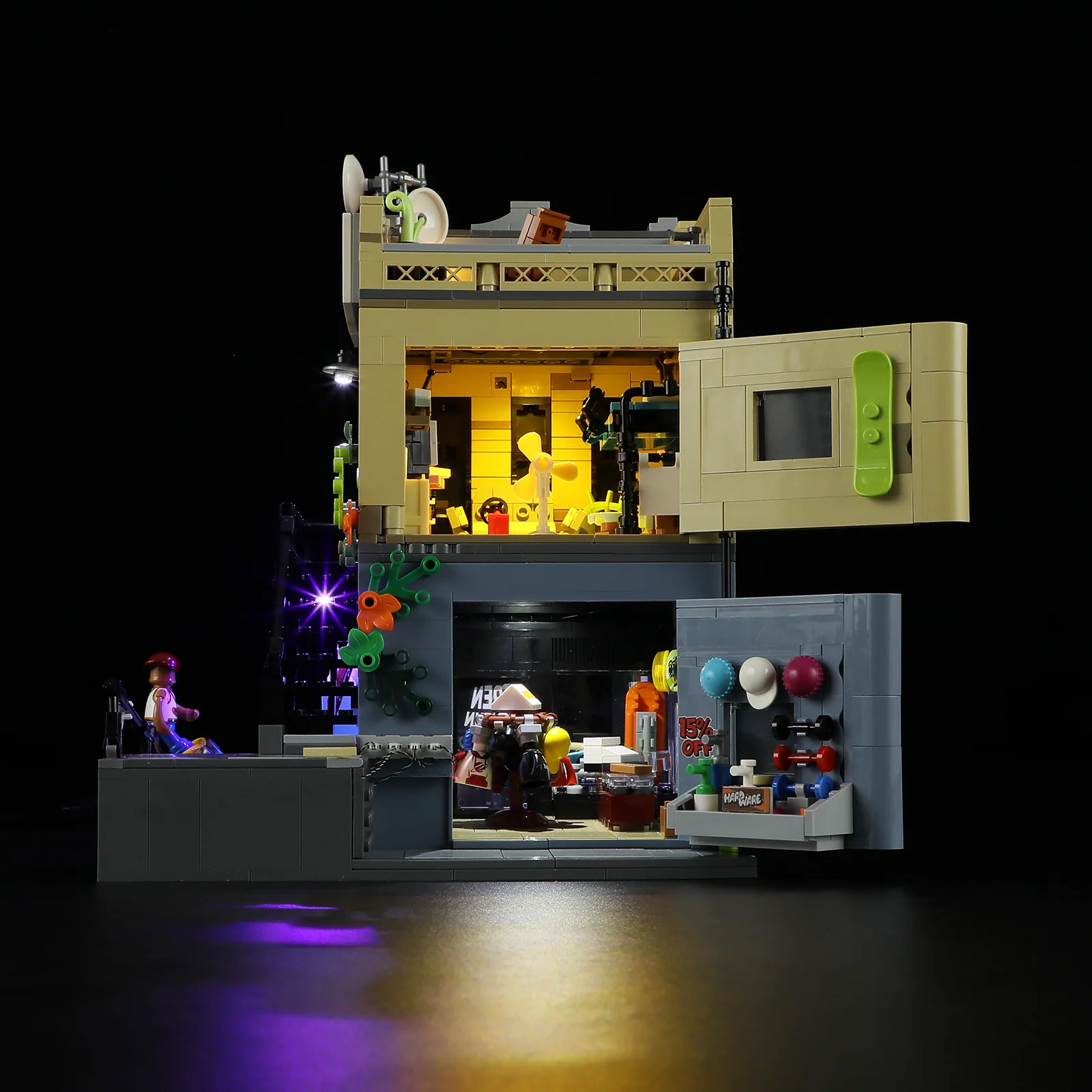 Skate Shop Street Scene Building Set with Graffiti and Lights