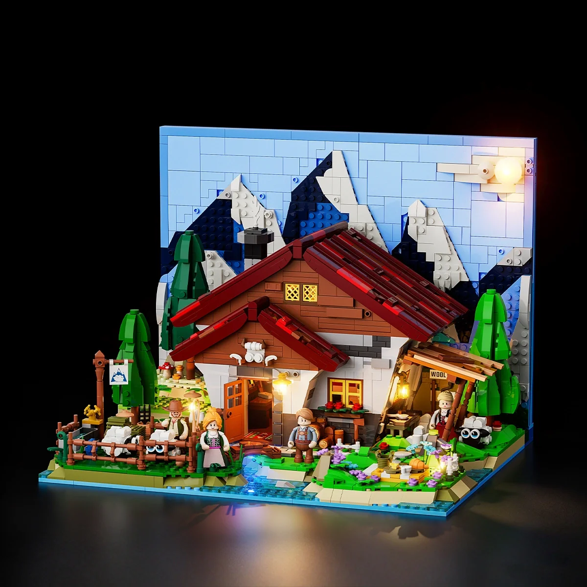 Shepherd's Cottage Alpine Pasture Building Set with LED Lights