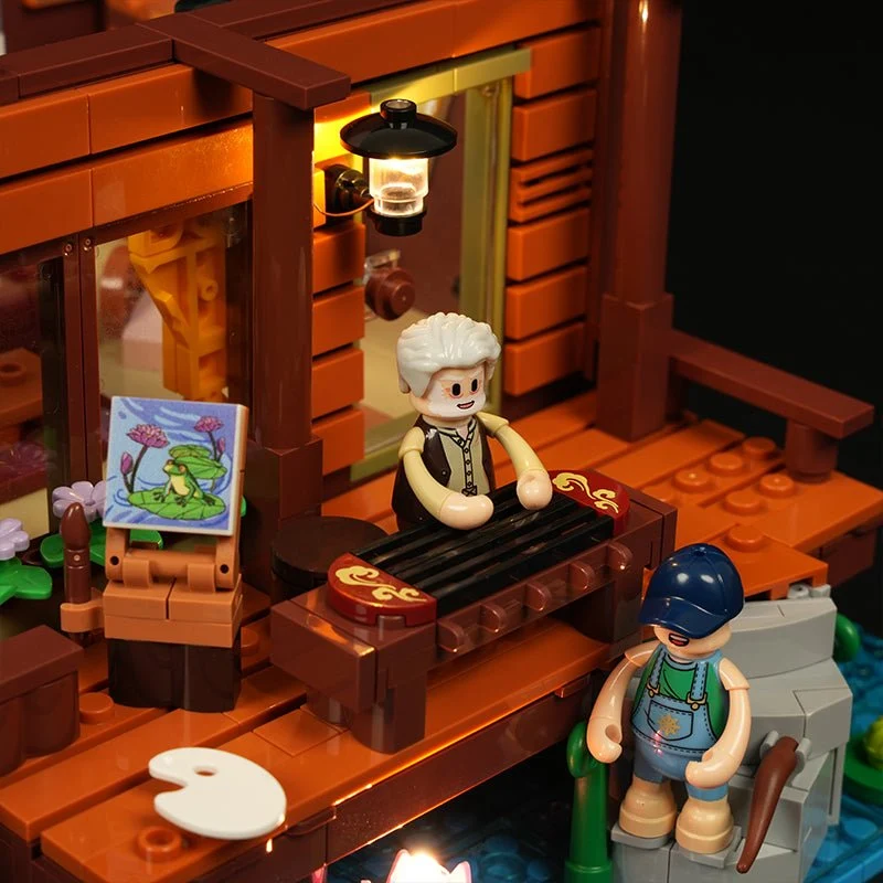 Waterfall Cabin L9083 Retro House Building Set with Lights