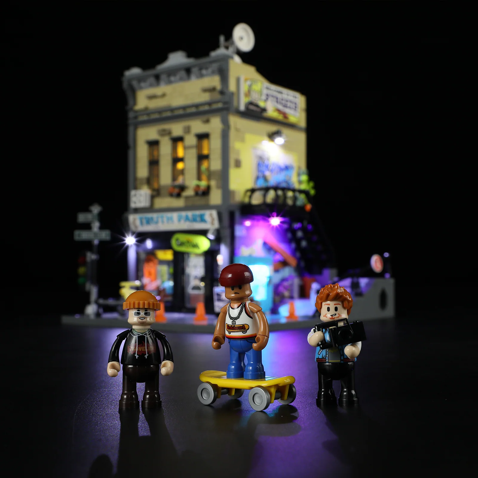 Skate Shop Street Scene Building Set with Graffiti and Lights