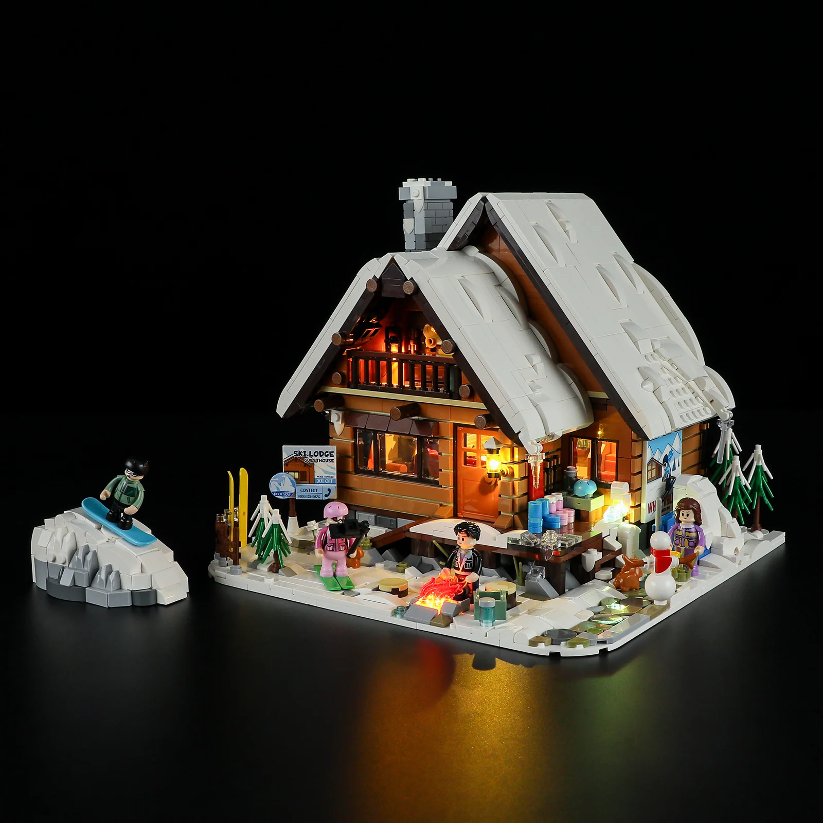 Ski Lodge 2187-Piece Winter Retreat Building Set with Lighting Kit