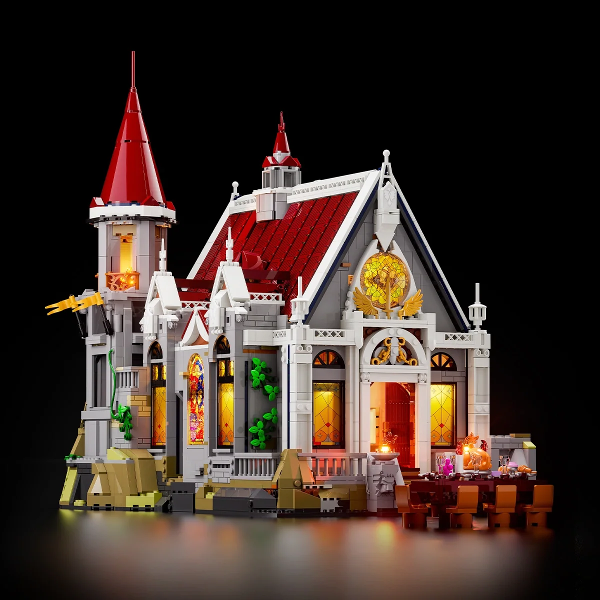 Castle Banquet Hall L9071 Medieval Brick Build with Stained Glass Lights