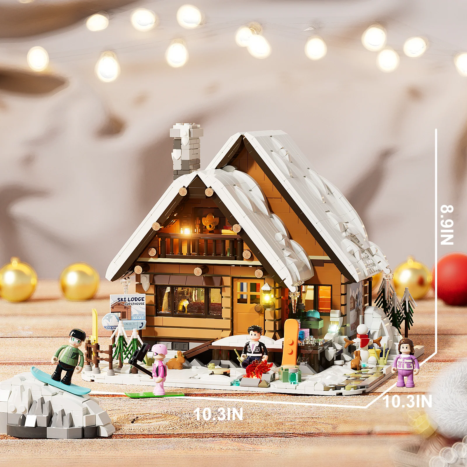 Ski Lodge 2187-Piece Winter Retreat Building Set with Lighting Kit